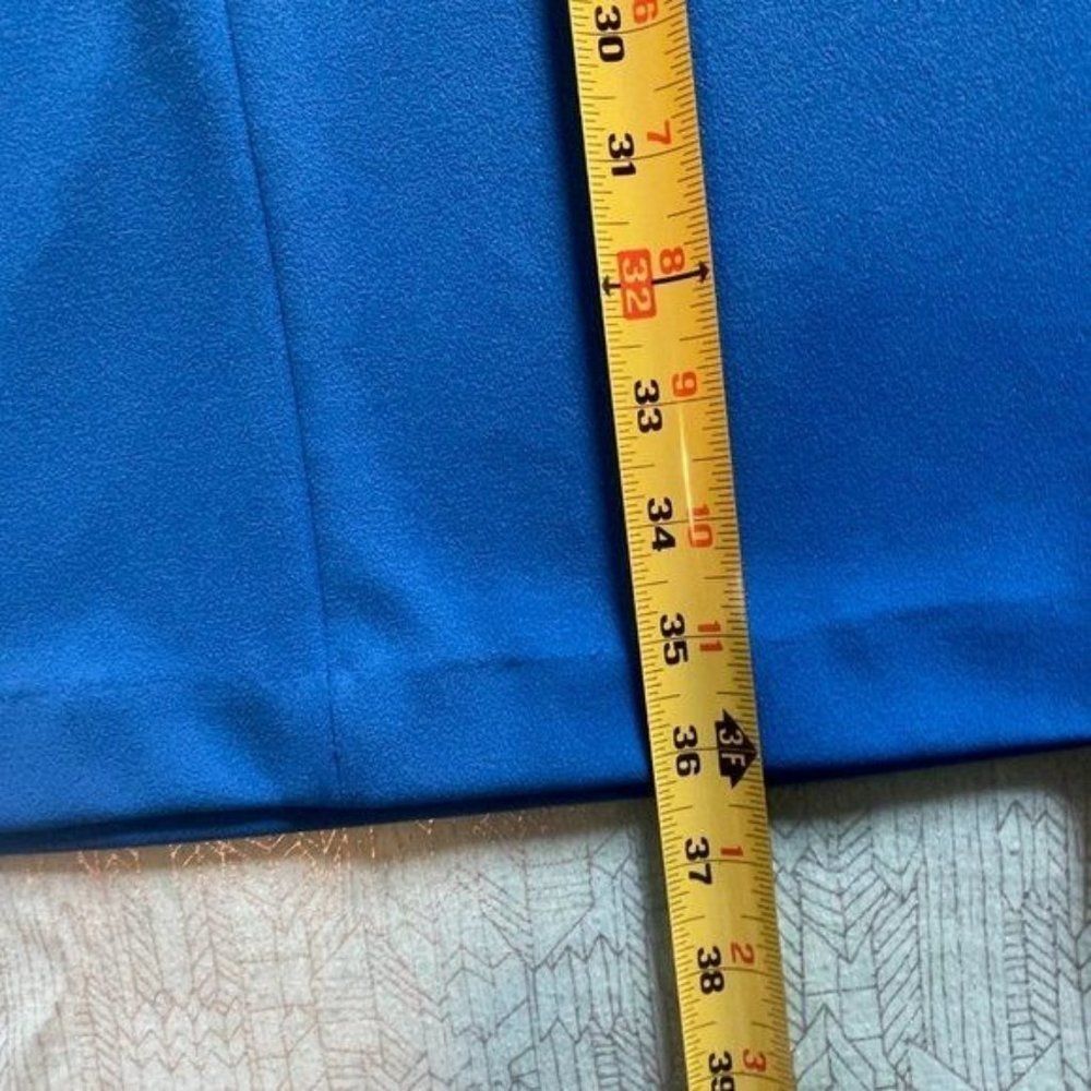 DKNY size 2 Blue dress with asymmetrical neck and 19" gold accent metal zipper - Picture 16 of 17